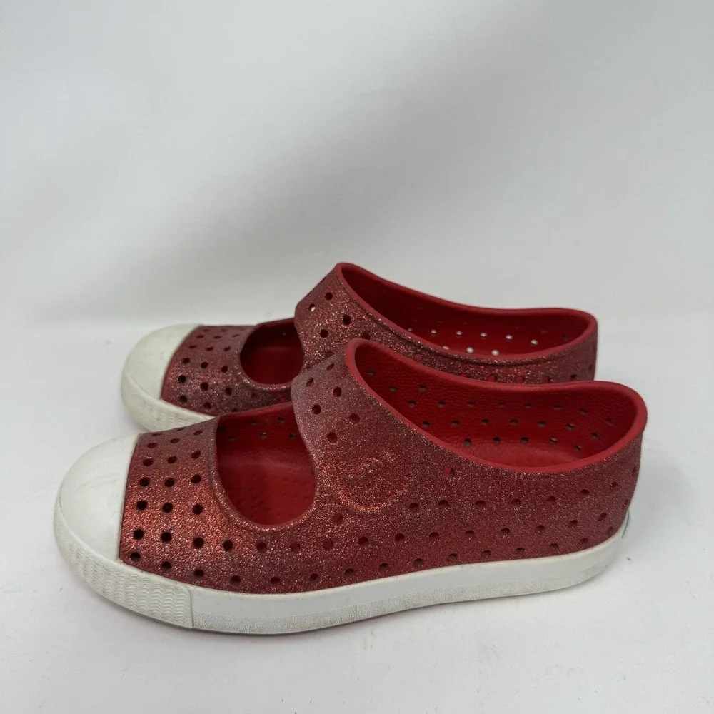 NATIVE Girl's Juniper Bling Perforated Mary Jane Red Bling Water Shoes Size C13